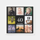 Serviette En Papier 40e anniversaire photo collage guys black (Devant)