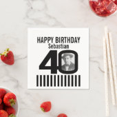 Serviette En Papier 40e anniversaire photo noir rayures photo serviett (En situation)