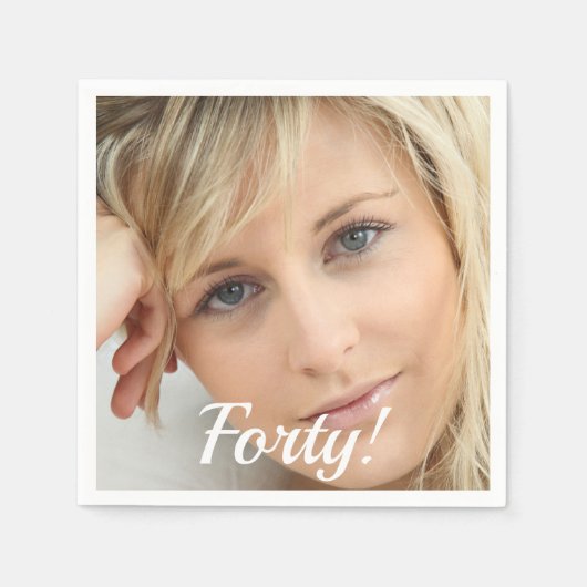 Serviette En Papier 40e anniversaire photo script femme (Devant)
