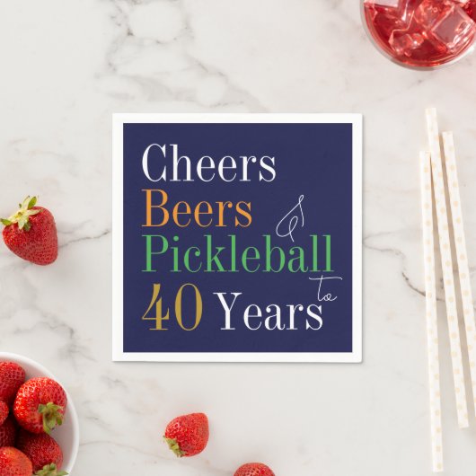 Serviette En Papier 40e anniversaire Pickleball Cheers Bières Bleu (En situation)