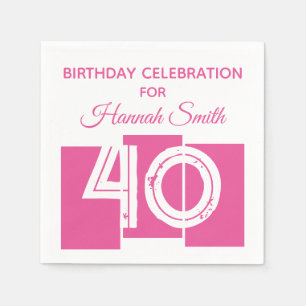 Serviette En Papier 40e anniversaire PINK personnalisé célébré papier
