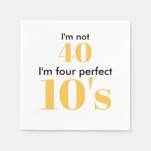 Serviette En Papier 40e anniversaire quatre parfait dix jaune or
