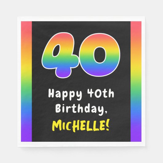 Serviette En Papier 40e anniversaire : Rainbow Spectrum # 40, Nom pers (Devant)