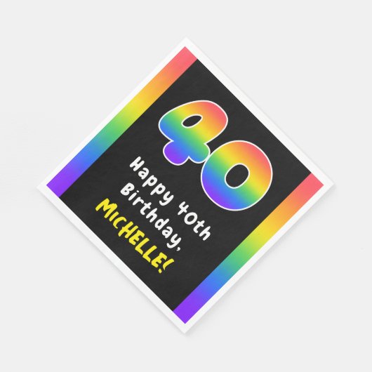 Serviette En Papier 40e anniversaire : Rainbow Spectrum # 40, Nom pers (Coin)