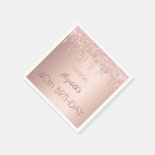 Serviette En Papier 40e anniversaire rose gouttes d'or (Coin)
