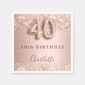 Serviette En Papier 40e anniversaire rose or blush nom (Devant)