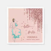 Serviette En Papier 40e anniversaire rose or parties scintillant goutt (Devant)