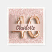 Serviette En Papier 40e anniversaire rose or parties scintillant monog (Devant)