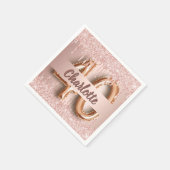 Serviette En Papier 40e anniversaire rose or parties scintillant monog (Coin)