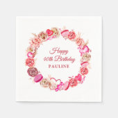 Serviette En Papier 40e anniversaire Rose Rose Coeur Tourbillonnant Sa (Devant)
