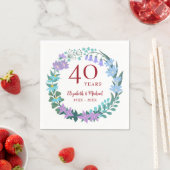 Serviette En Papier 40e anniversaire Ruby Floral Bluebell Wreath (En situation)