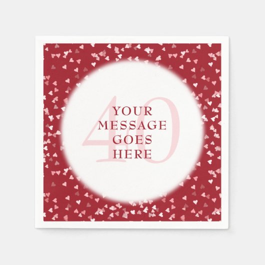 Serviette En Papier 40e anniversaire Ruby Love Hearts Confetti (Devant)