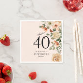 Serviette En Papier 40e anniversaire Vintage Floral (En situation)