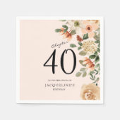 Serviette En Papier 40e anniversaire Vintage Floral (Devant)