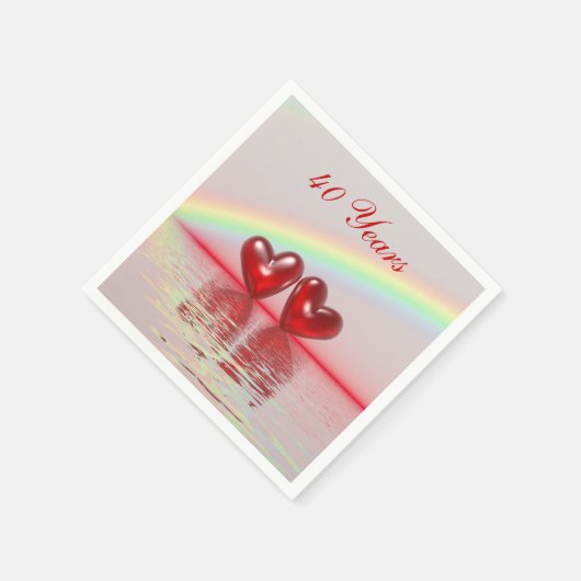 Serviette En Papier 40e Anniversary Ruby Hearts (Coin)
