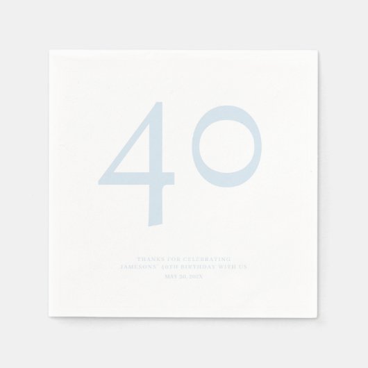 Serviette En Papier 40e fête d'anniversaire minimal et chic (Devant)
