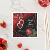 Serviette En Papier 40ème anniversaire de la Parties scintillant rouge (En situation)