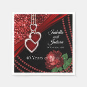 Serviette En Papier 40ème anniversaire de la Parties scintillant rouge (Devant)