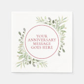 Serviette En Papier 40ème anniversaire de Ruby Mariage Verdure aquarel (Devant)