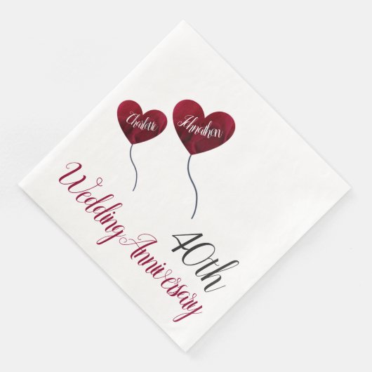 Serviette En Papier 40ème anniversaire du Mariage de Ruby (Coin)