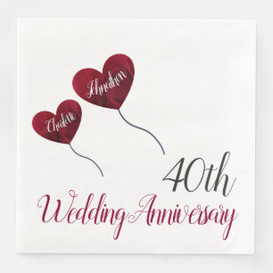 Serviette En Papier 40ème anniversaire du Mariage de Ruby
