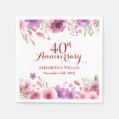 Serviette En Papier 40ème Mariage Ruby Anniversaire Pays Floral (Devant)