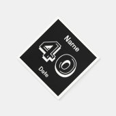 Serviette En Papier 40th Birthday Black White Ajouter Nom Date (Coin)