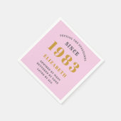 Serviette En Papier 40th Birthday Born 1983 Ajouter Nom Rose Grey (Coin)