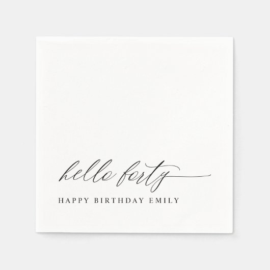 Serviette En Papier 40th Birthday Party Hello 40 Modern Milestone (Devant)