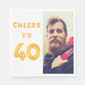 Serviette En Papier 40th birthday photo gold balloons cheers luncheon (Devant)