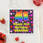 Serviette En Papier 41e anniversaire : Amour Hearts Motif, Arc en ciel (En situation)