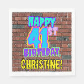 Serviette En Papier 41e anniversaire ~ Amusant, Graffiti urbain inspir (Devant)