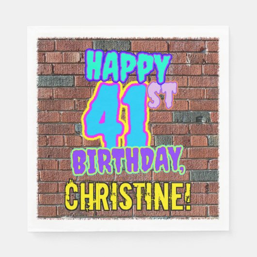 Serviette En Papier 41e anniversaire ~ Amusant, Graffiti urbain inspir (Devant)