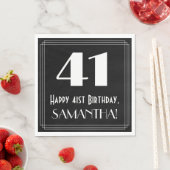 Serviette En Papier 41e anniversaire ~ Art Déco Inspiré Look "41", Nom (En situation)