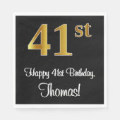 Serviette En Papier 41e anniversaire ~ Elégant Luxueux Faux Gold Look  (Devant)