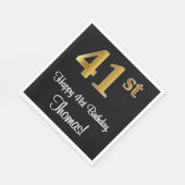 Serviette En Papier 41e anniversaire ~ Elégant Luxueux Faux Gold Look  (Coin)