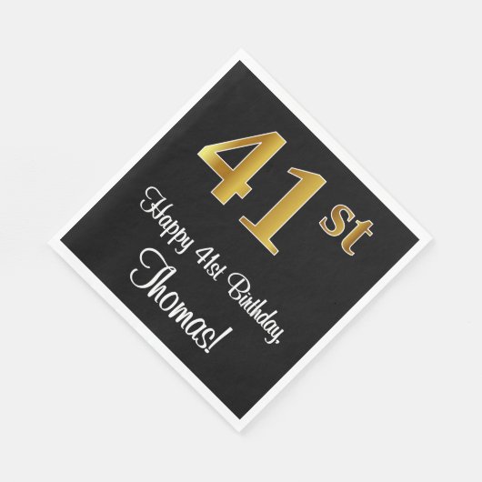 Serviette En Papier 41e anniversaire ~ Elégant Luxueux Faux Gold Look  (Coin)