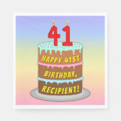 Serviette En Papier 41e anniversaire : Fun Cake and Candles + Nom pers (Devant)
