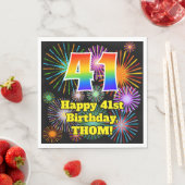 Serviette En Papier 41e anniversaire : Fun Motif feux d'artifice + Arc (En situation)