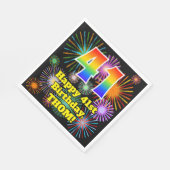 Serviette En Papier 41e anniversaire : Fun Motif feux d'artifice + Arc (Coin)