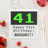 Serviette En Papier 41e anniversaire - Nerdy / Geeky Style "41" & Nom (En situation)
