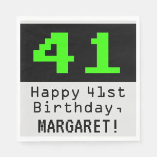 Serviette En Papier 41e anniversaire - Nerdy / Geeky Style "41" & Nom