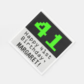 Serviette En Papier 41e anniversaire - Nerdy / Geeky Style "41" & Nom (Coin)