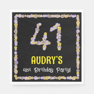 Serviette En Papier 41e Anniversaire : Nombre de fleurs florales, nom
