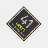 Serviette En Papier 41e Anniversaire : Nombre de fleurs florales, nom (Coin)