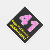 Serviette En Papier 41e anniversaire : Pink Stripes and Hearts "41" +  (Coin)