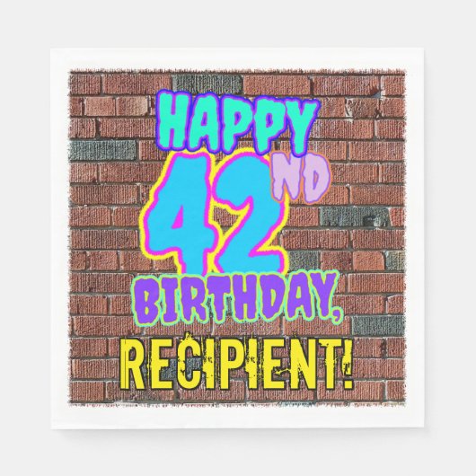 Serviette En Papier 42e anniversaire ~ Amusant, Graffiti urbain inspir (Devant)