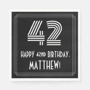 Serviette En Papier 42e anniversaire : Apparence Art Déco "42" + Nom