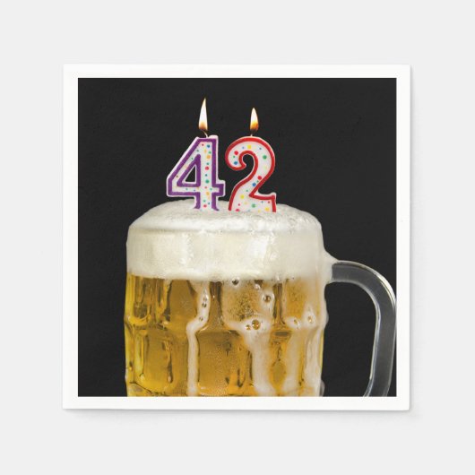 Serviette En Papier 42e Anniversaire Bière en noir (Devant)