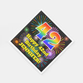 Serviette En Papier 42e anniversaire : Fun Fireworks Motif + Rainbow 4 (Coin)